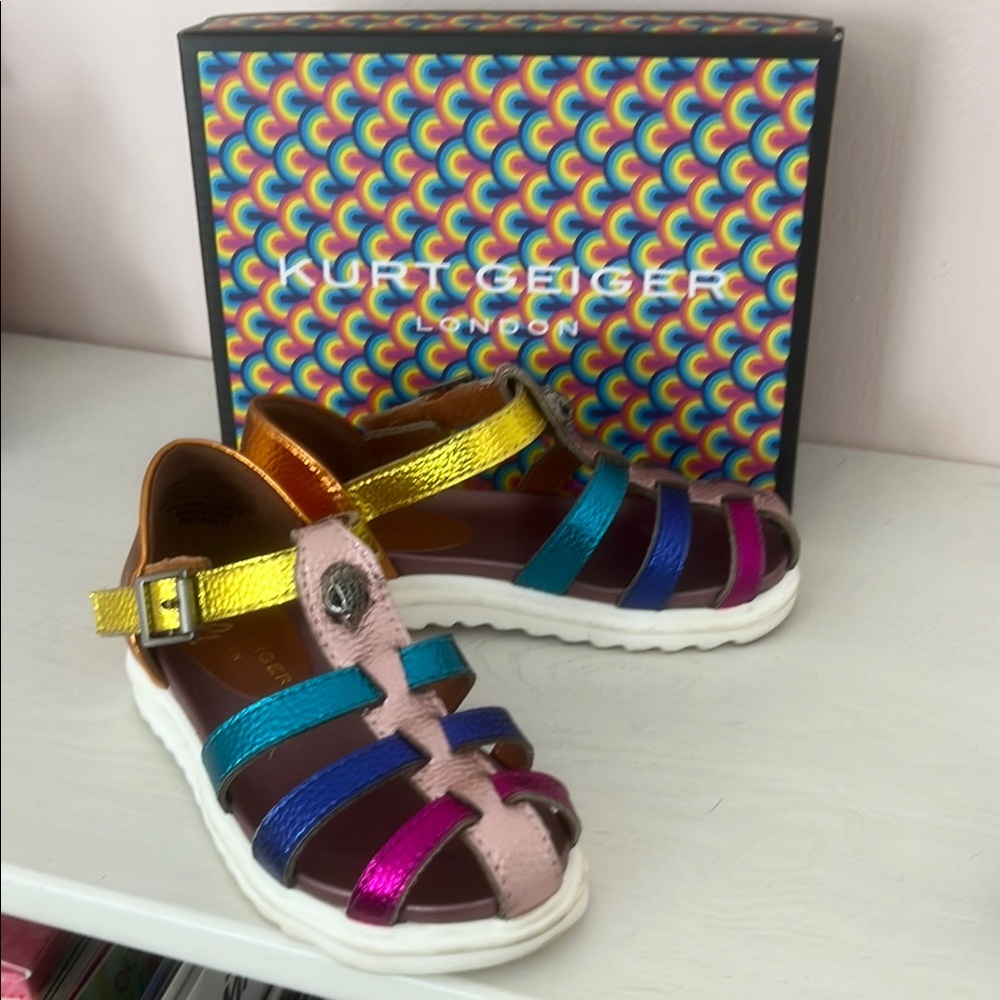 Kurt Geiger Kids Metallic Rainbow Multi-Color Strappy Sandals